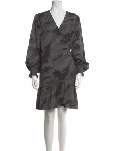 Pre-owned Allsaints Floral Print Mini Dress In Gray