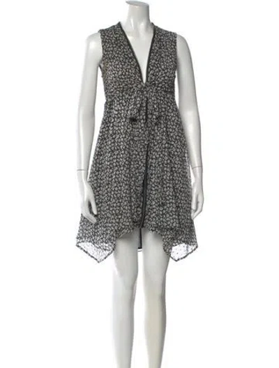 Pre-owned Allsaints Floral Print Mini Dress In Gray