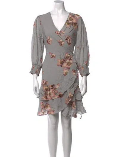 Pre-owned Allsaints Floral Print Mini Dress In Gray