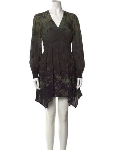 Pre-owned Allsaints Floral Print Mini Dress In Green