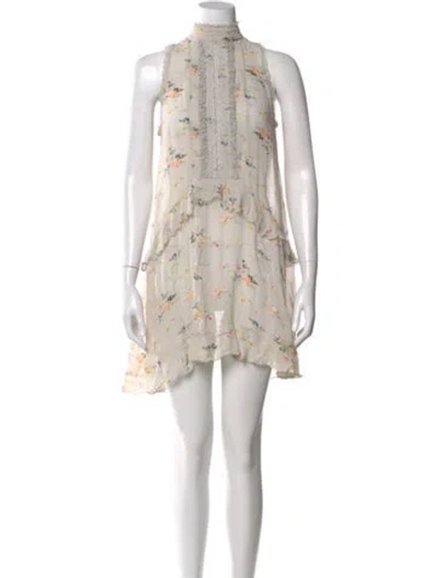 Pre-owned Allsaints Floral Print Mini Dress In Neutral