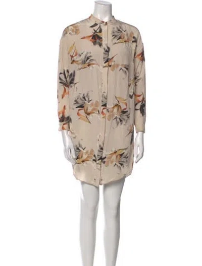 Pre-owned Allsaints Floral Print Mini Dress In Neutral