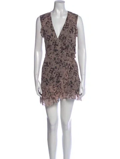 Pre-owned Allsaints Floral Print Mini Dress In Neutral