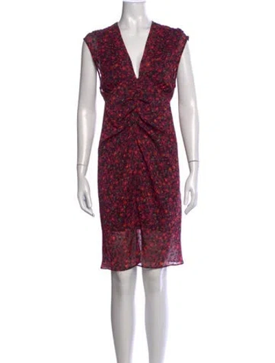 Pre-owned Allsaints Floral Print Mini Dress In Pink/red