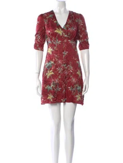 Pre-owned Allsaints Floral Print Mini Dress In Red