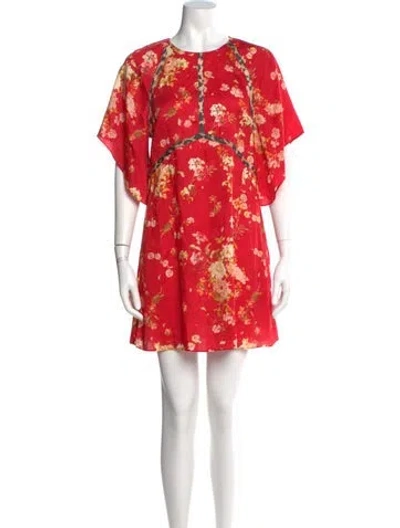 Pre-owned Allsaints Floral Print Mini Dress In Red