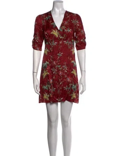 Pre-owned Allsaints Floral Print Mini Dress In Red