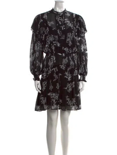 Pre-owned Allsaints Floral Print Mini Dress W/ Tags In Black