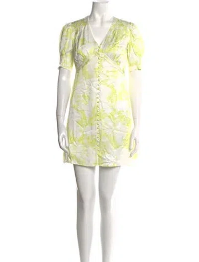 Pre-owned Allsaints Floral Print Mini Dress W/ Tags In Yellow