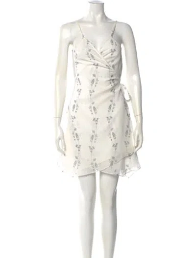 Pre-owned Allsaints Floral Print Mini Dress In White