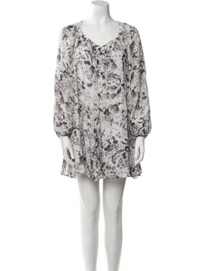Pre-owned Allsaints Floral Print Mini Dress In White