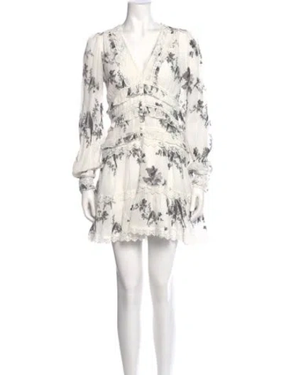 Pre-owned Allsaints Floral Print Mini Dress In White