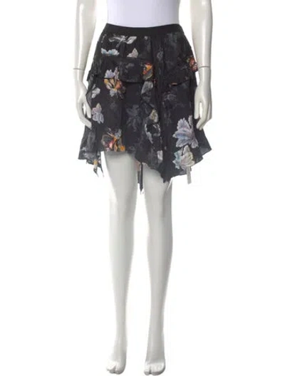 Pre-owned Allsaints Floral Print Mini Skirt In Black
