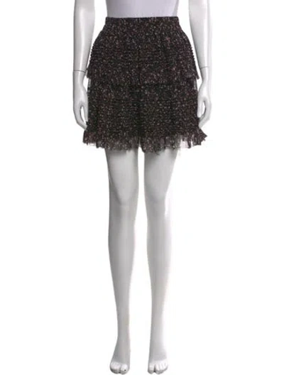 Pre-owned Allsaints Floral Print Mini Skirt In Black
