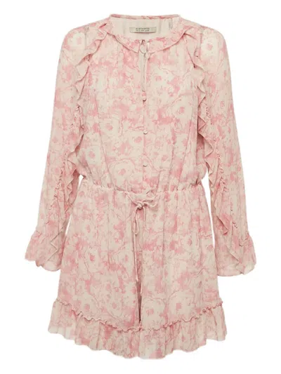 Pre-owned Allsaints Floral-print Ruffled Playsuit