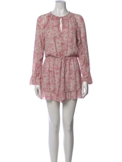 Pre-owned Allsaints Floral Print Scoop Neck Romper In Pink