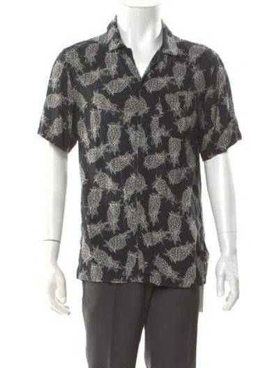 Pre-owned Allsaints Floral Print Short Sleeve Shirt In Black