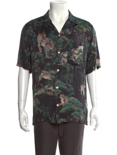 Pre-owned Allsaints Floral Print Short Sleeve Shirt In Black