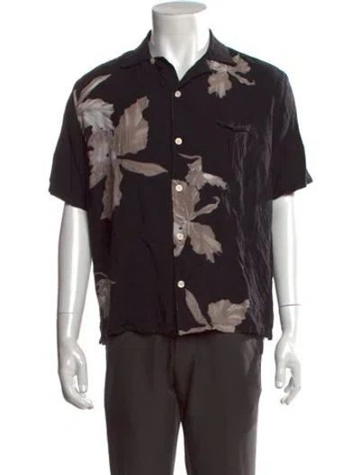 Pre-owned Allsaints Floral Print Short Sleeve Shirt In Black