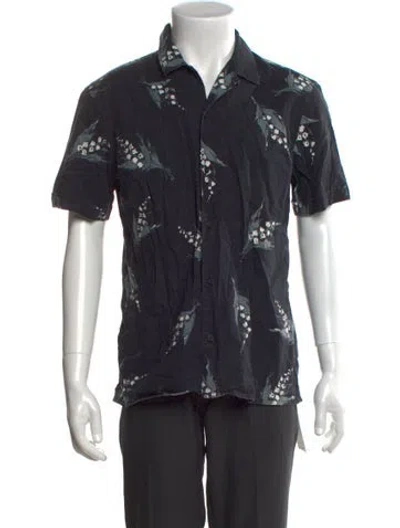 Pre-owned Allsaints Floral Print Short Sleeve Shirt In Blue