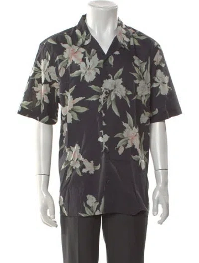 Pre-owned Allsaints Floral Print Short Sleeve Shirt In Blue