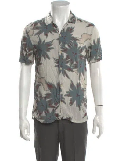 Pre-owned Allsaints Floral Print Short Sleeve Shirt In Gray