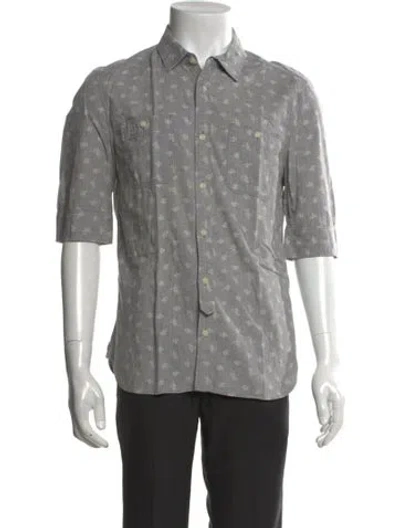 Pre-owned Allsaints Floral Print Short Sleeve Shirt In Gray