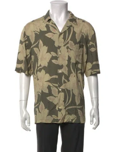 Pre-owned Allsaints Floral Print Short Sleeve Shirt In Green