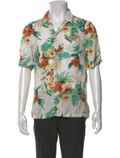 Pre-owned Allsaints Floral Print Short Sleeve Shirt In Green