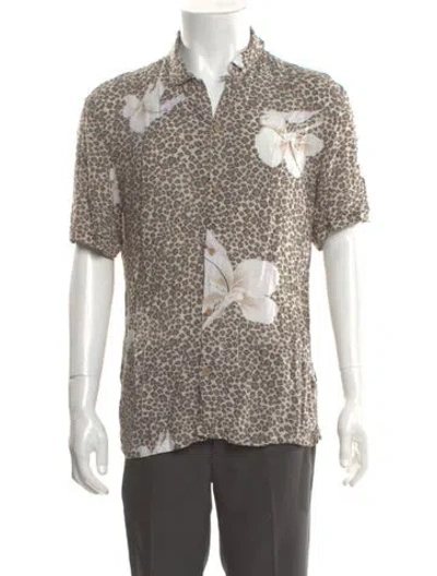 Pre-owned Allsaints Floral Print Short Sleeve Shirt In Neutral
