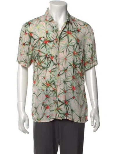 Pre-owned Allsaints Floral Print Short Sleeve Shirt In Neutrals