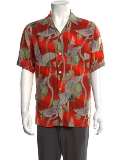 Pre-owned Allsaints Floral Print Short Sleeve Shirt In Orange