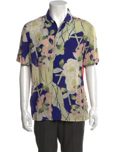 Pre-owned Allsaints Floral Print Short Sleeve Shirt In Yellow