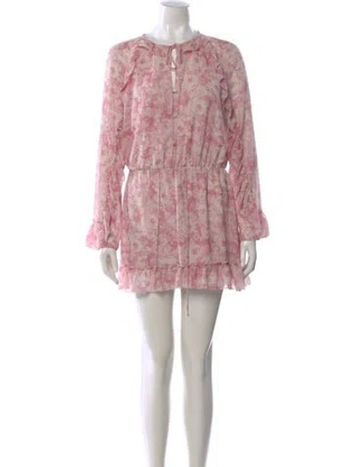 Pre-owned Allsaints Floral Print Tie Neck Jumpsuit W/ Tags In Pink