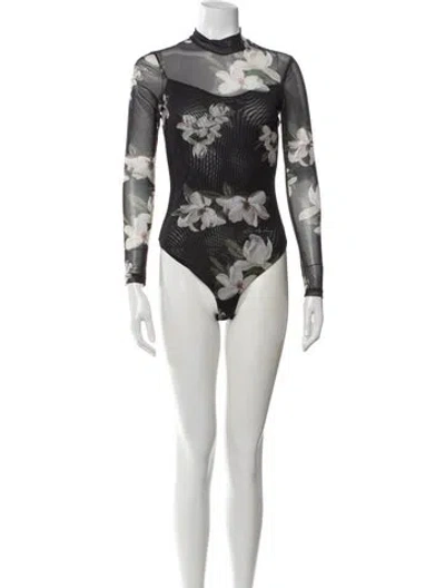 Pre-owned Allsaints Floral Print Turtleneck Sweater In White