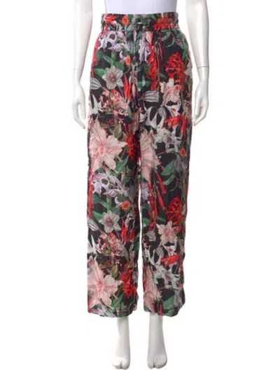 Pre-owned Allsaints Floral Print Wide Leg Pants In Black