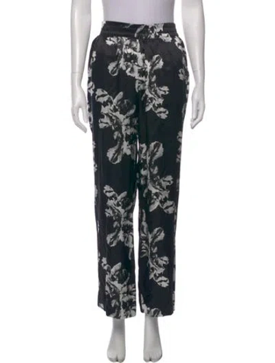 Pre-owned Allsaints Floral Print Wide Leg Pants In Black