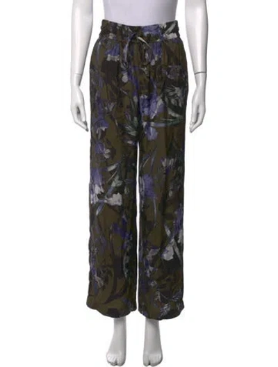 Pre-owned Allsaints Floral Print Wide Leg Pants In Green