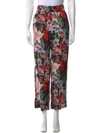 Pre-owned Allsaints Floral Print Wide Leg Pants W/ Tags In Black