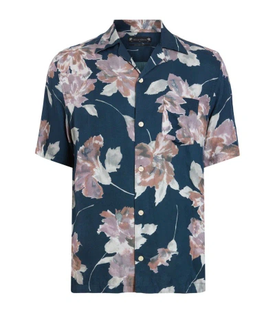 Allsaints Floral Zinnia Shirt In Admiral Blue