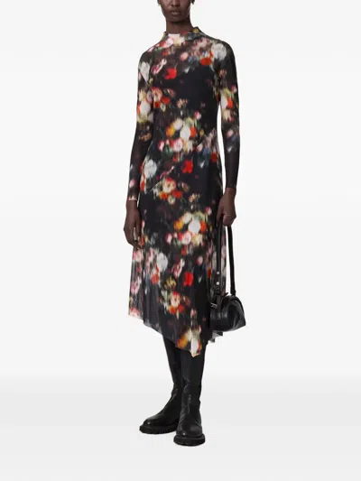 Allsaints Floral-print Asymmetric Dress In Multi