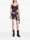 Allsaints Polyester Bea Asymmetric Mesh Mini Dress In Multi