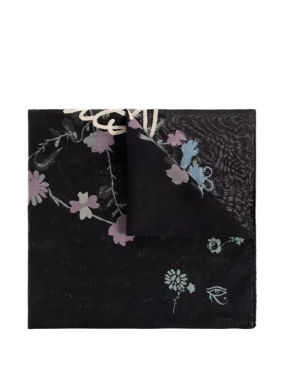 Allsaints Floral-print Embroidered Bandana In Black