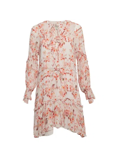 Pre-owned Allsaints Floral-print Mini Dress In Neutral