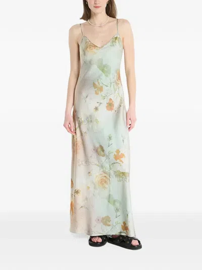 Allsaints Floral-print Slip Maxi Dress In Multi