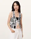 Allsaints Florence Cotton Open Knit Sweater Vest In Black/chalk White