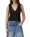 Allsaints Florence Crochet Waistcoat In Black
