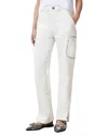 Allsaints Womens Off White Florence Zip-pocket Straight Mid-rise Jeans In Off White
