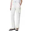 Allsaints Womens Off White Florence Zip-pocket Straight Mid-rise Jeans In Off White