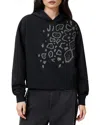 Allsaints Womens Pippa Crystal-embellished Cotton-blend Hoody Black In Black